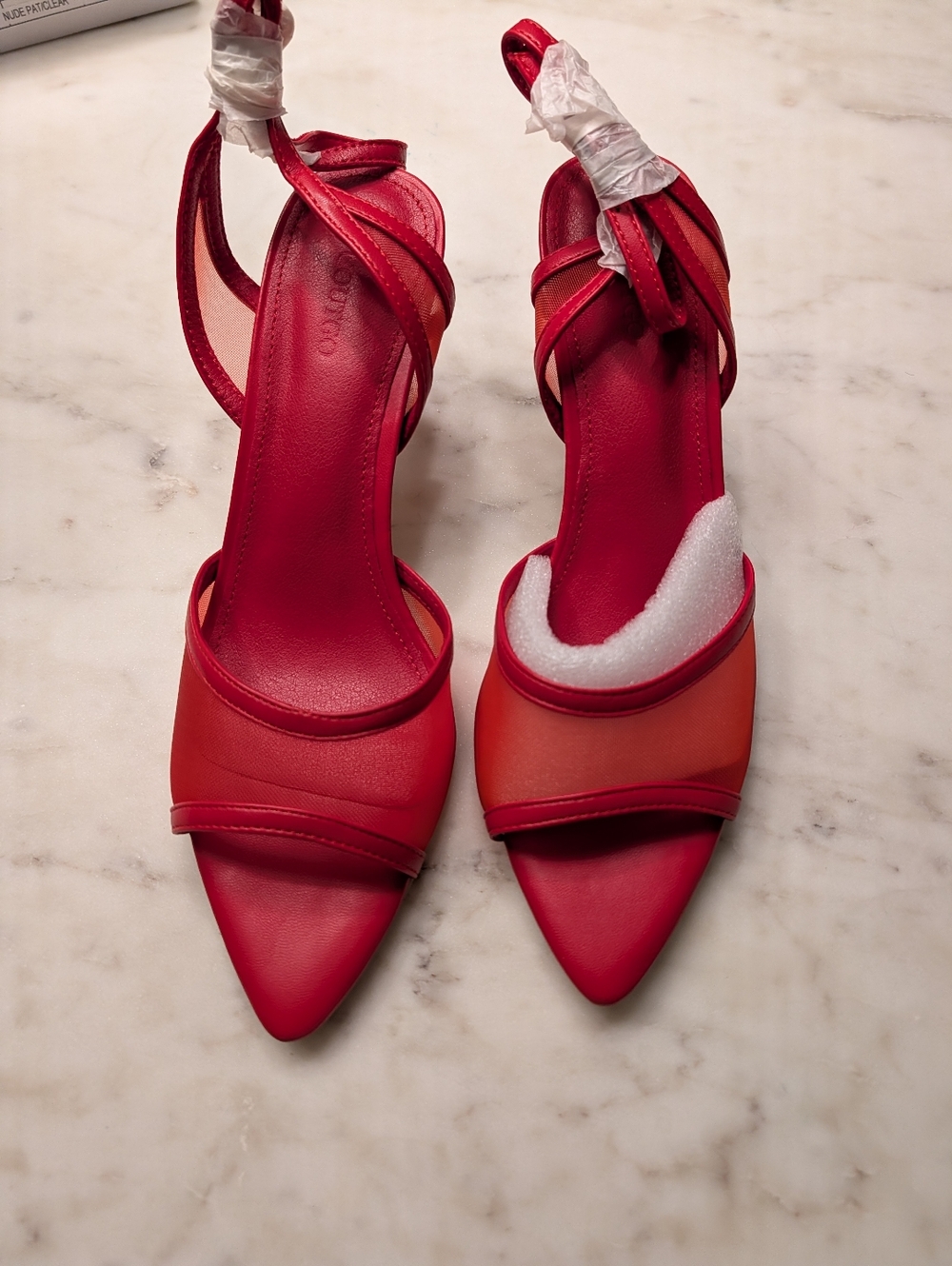 Women's Red Pointed-Toe Ankle-Strap Heels Size 10